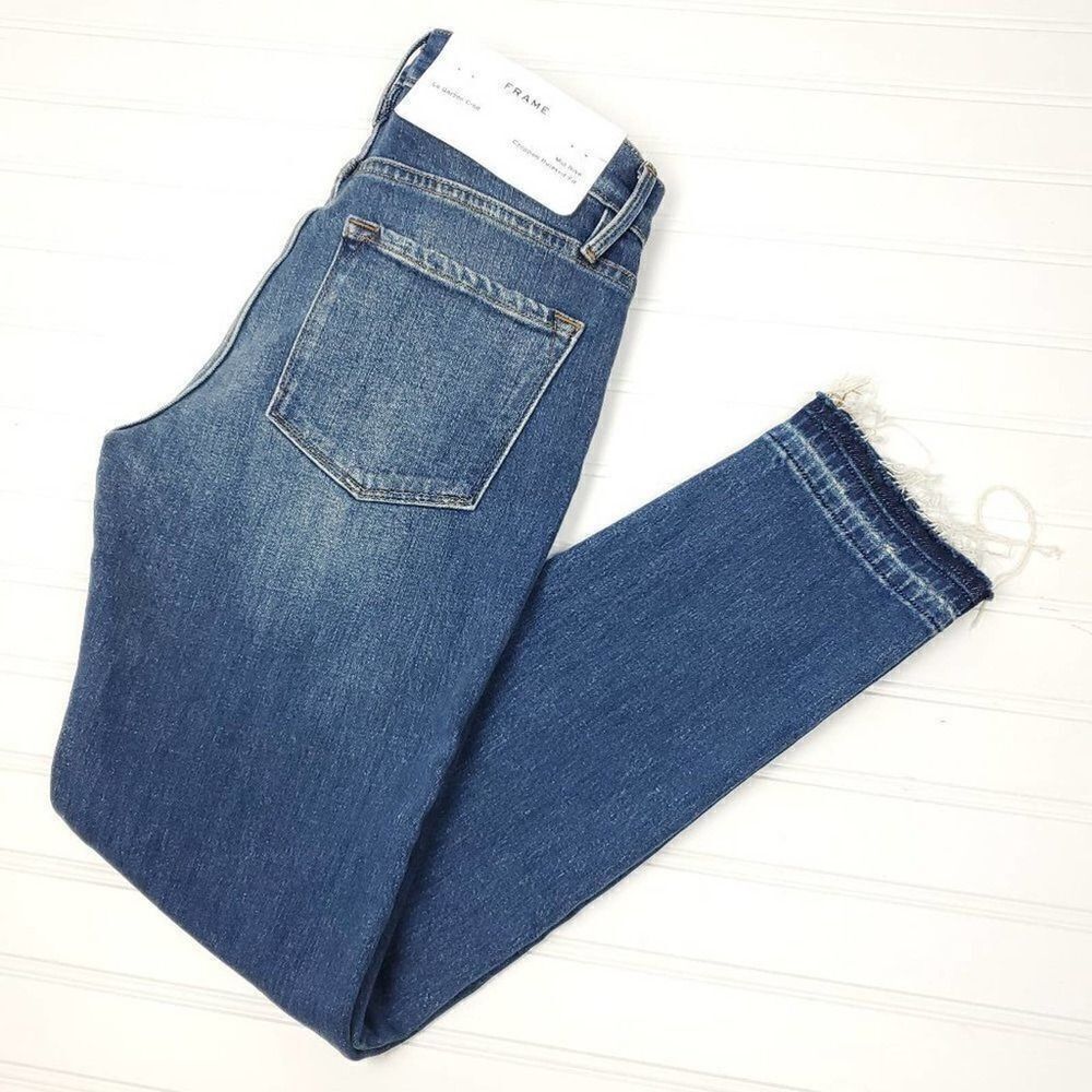 FRAME Size 25 Le Garcon Release Hem Crop Boyfriend Jeans - Picture 15 of 15